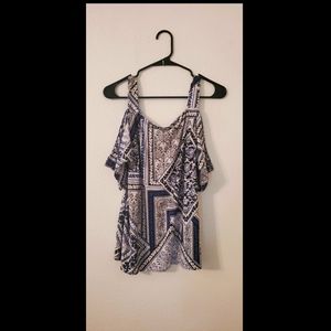 INC open shoulder shirt blue